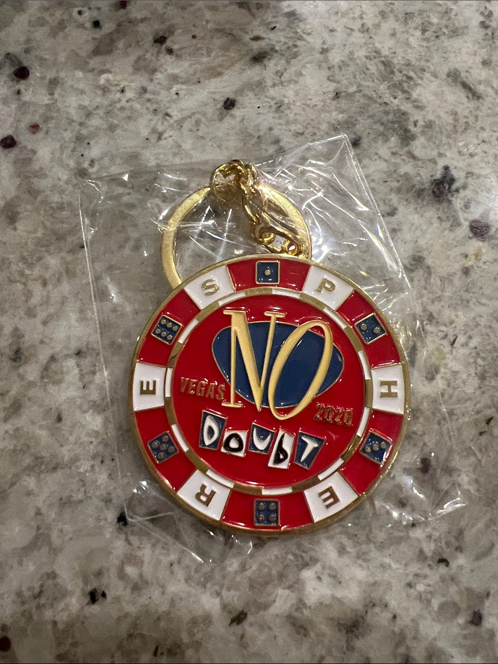Vegas 2020 Enamel Keychain Key & Card Holder - Red/Blue